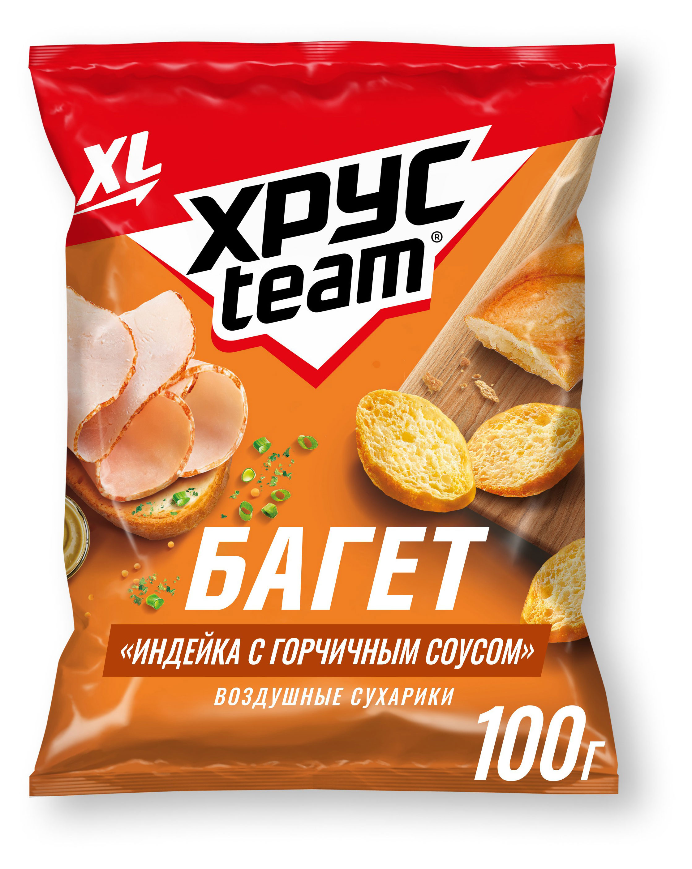 

Сухарики Хрусteam Багет индейка с горчичным соусом, 100 г