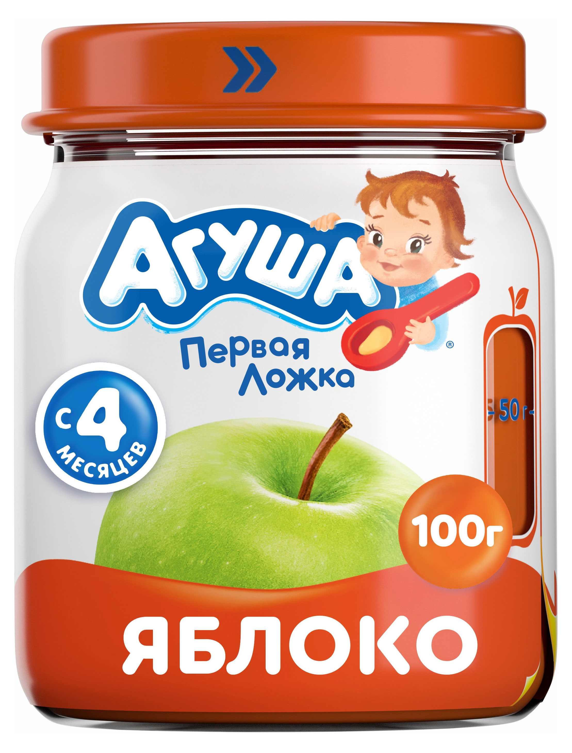 

Пюре фруктовое Агуша Первая ложка Яблоко с 4 мес., 100 г