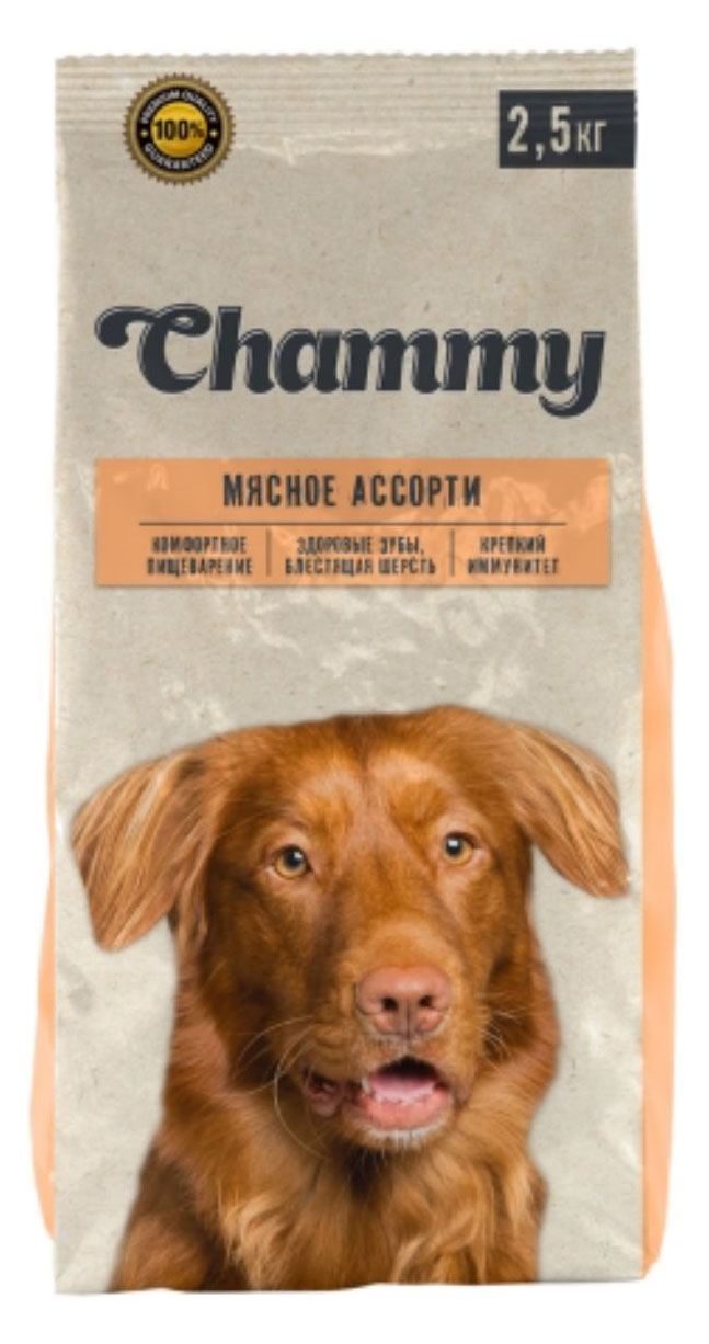 

Сухой корм для собак мелких и средних пород Chammy мясное ассорти, 2,5 кг