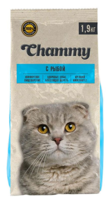 Сухой Сухой корм для кошек Chammy с рыбой, 1,9 кг