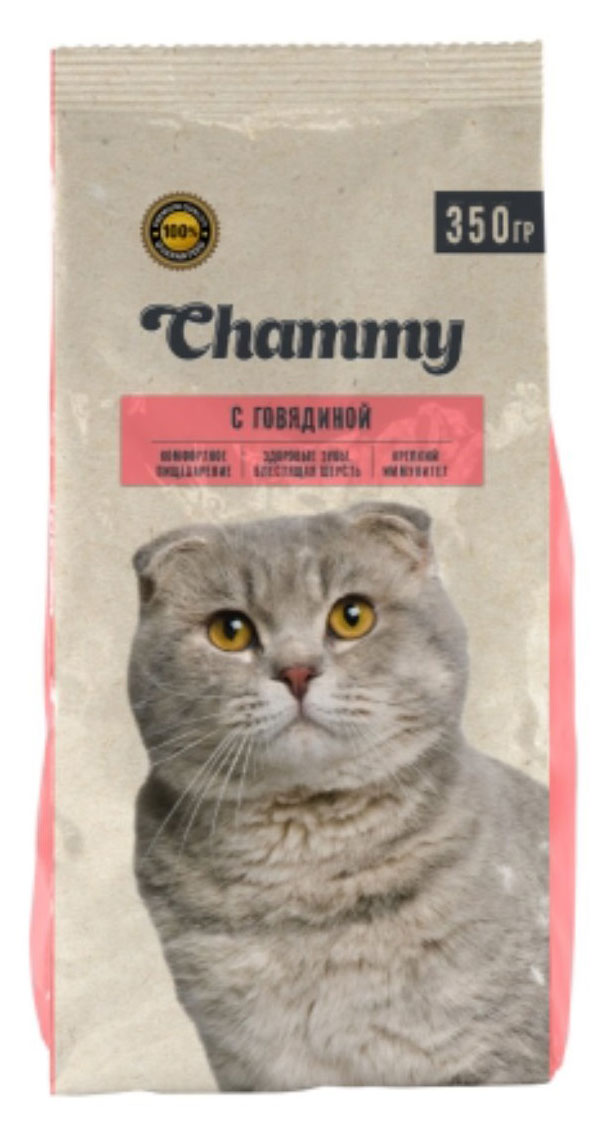 Сухой Сухой корм для кошек Chammy с говядиной, 350 г