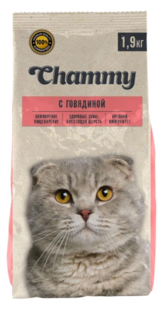 

Сухой корм для кошек Chammy с говядиной, 1,9 кг