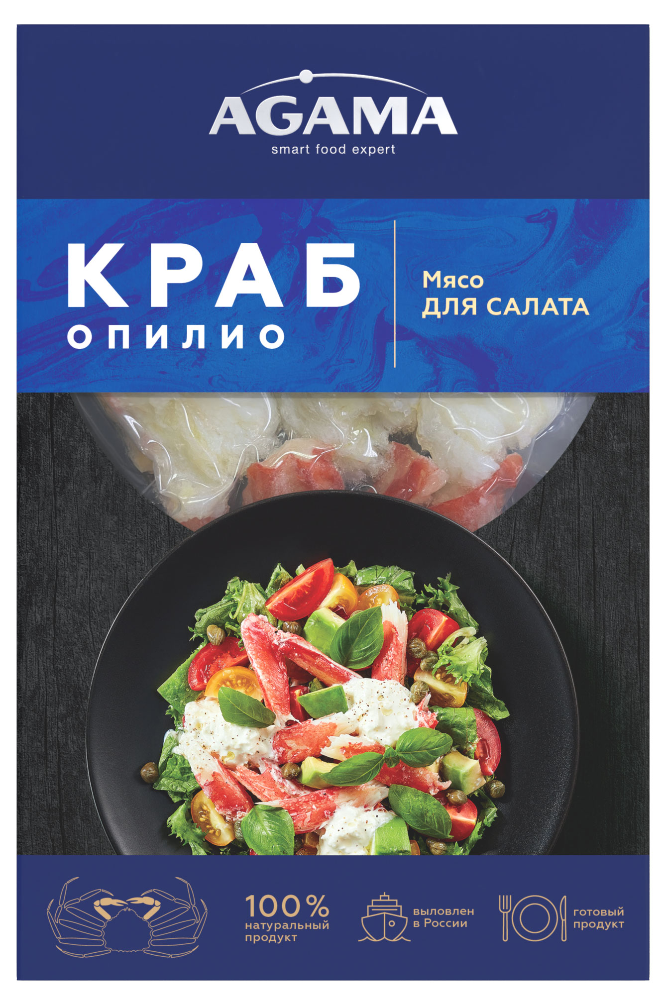 

Краб Опилио Agama мясо для салата варено-мороженое, 200 г