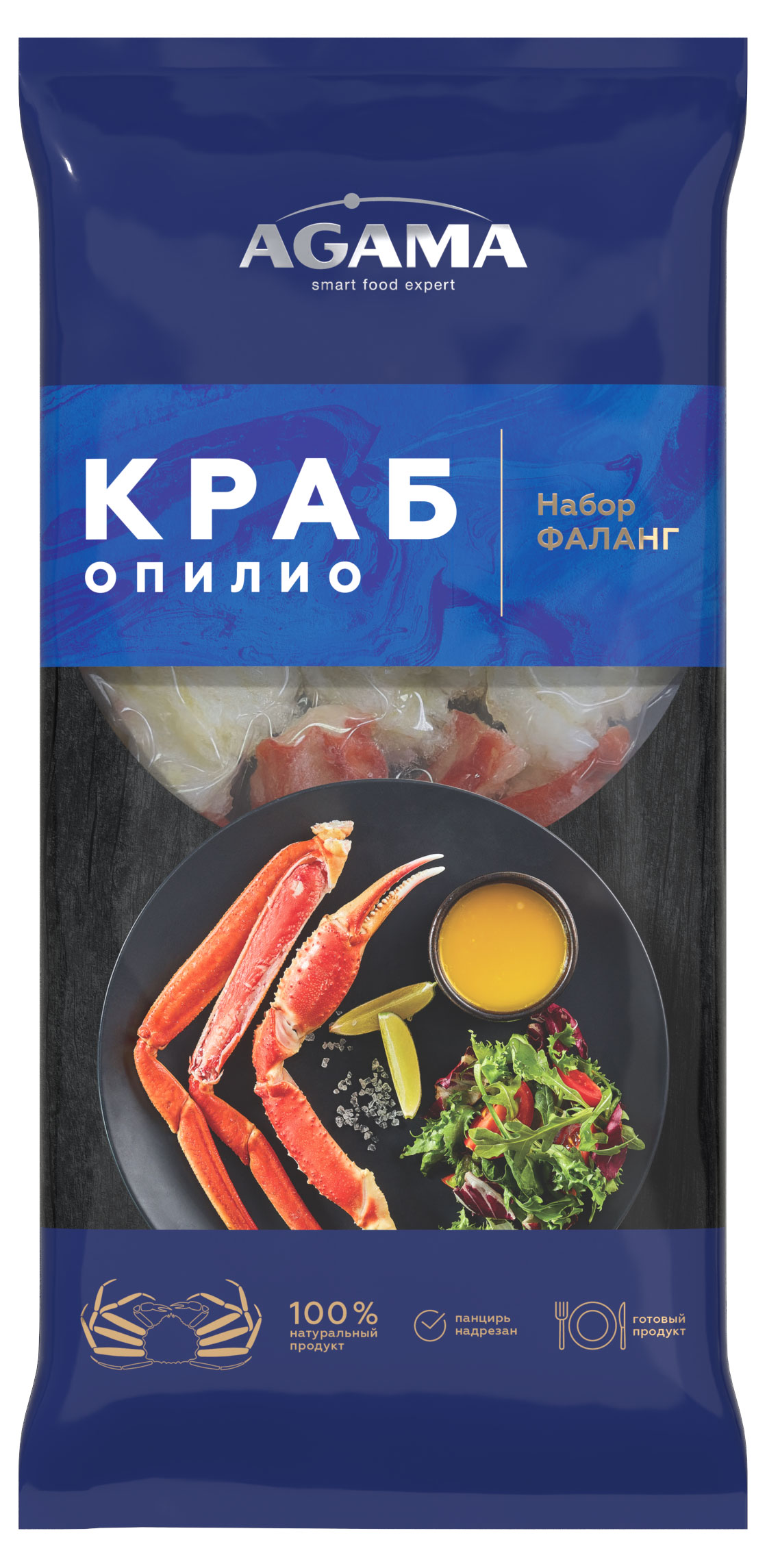 

Краб Опилио Agama набор фаланг варено-мороженые, 400 г