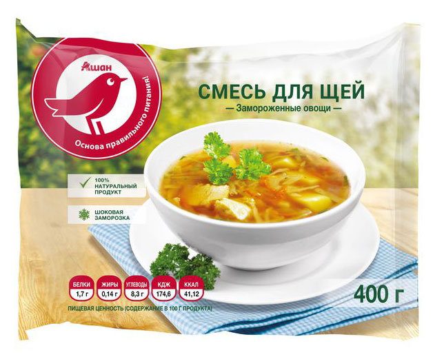 

Овощная смесь Смесь для щей АШАН Красня птица, 400 г