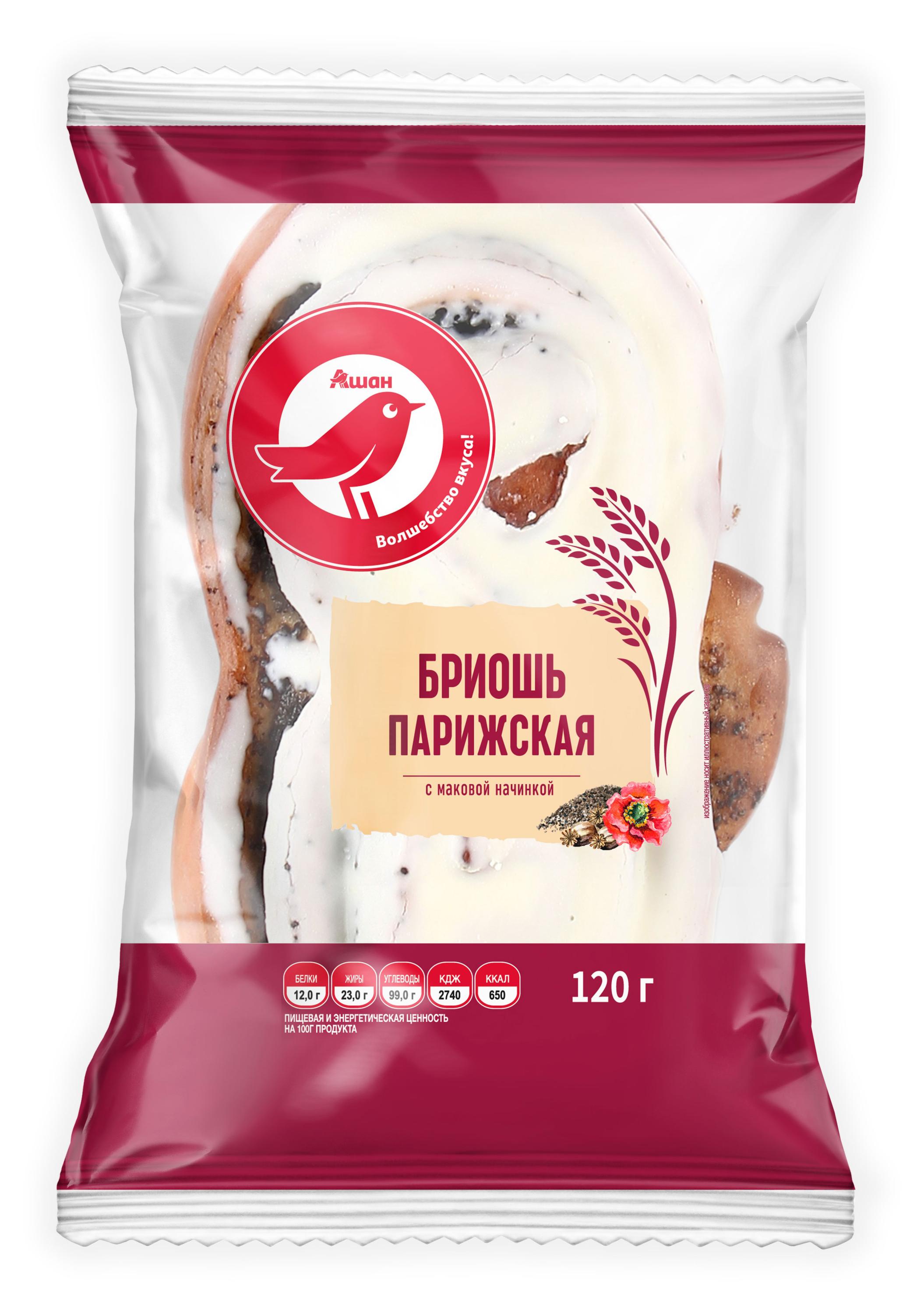 

Бриошь АШАН Красная птица Парижская с маковой начинкой, 120 г