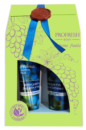 

Набор подарочный Profresh Салатовый, Крем для рук защита и уход 75 мл + Крем для рук уход и питание 75 мл
