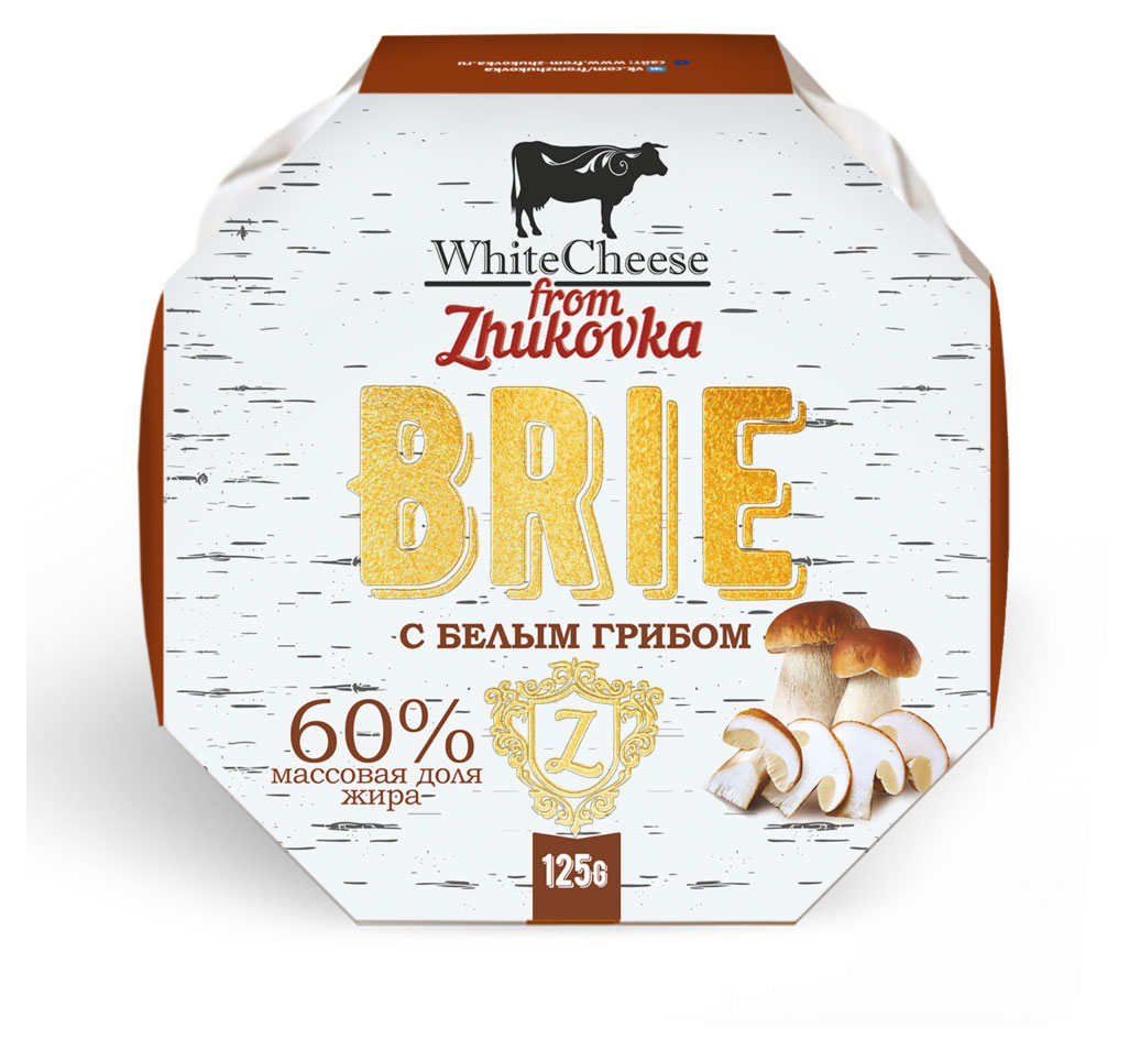 

Сыр мягкий Бри с белой плесенью и белыми грибами WhiteCheese from Zhukovka 60% БЗМЖ, 125 г