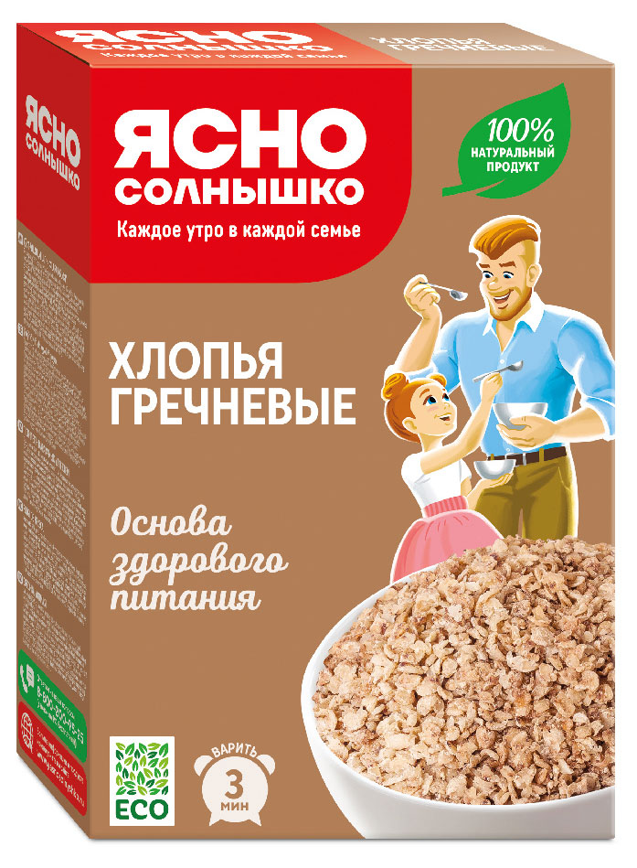Изображение товара Хлопья гречневые «Ясно солнышко», 375 г