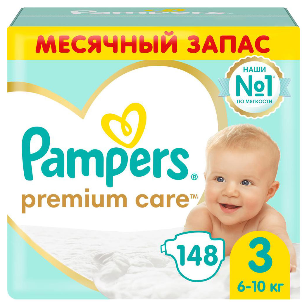 

Подгузники Pampers Premium Care 3 6-10 кг, 148 штук