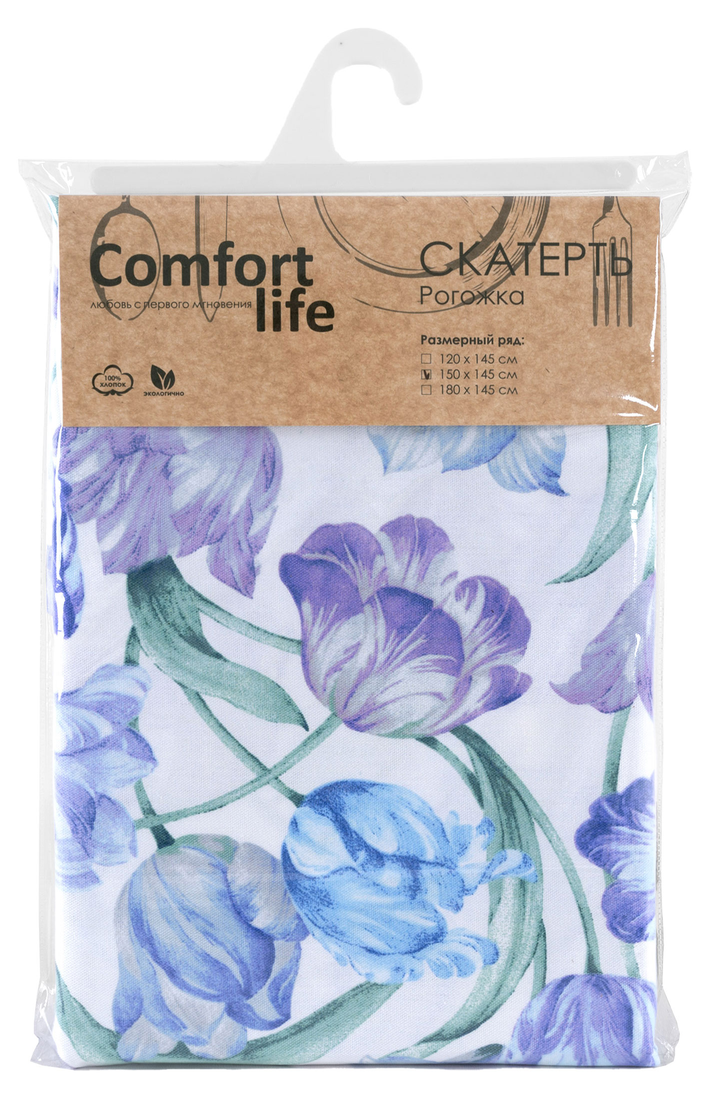 

Скатерть Comfort Life Тюльпаны рогожка, 150х145 см