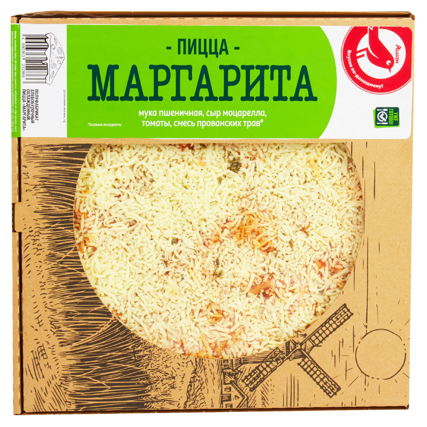 

Пицца АШАН Красная птица Маргарита, 350 г