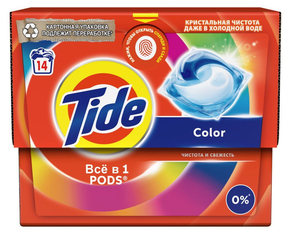 

Капсулы для стирки Tide Все в одном Pods Color, 14 шт