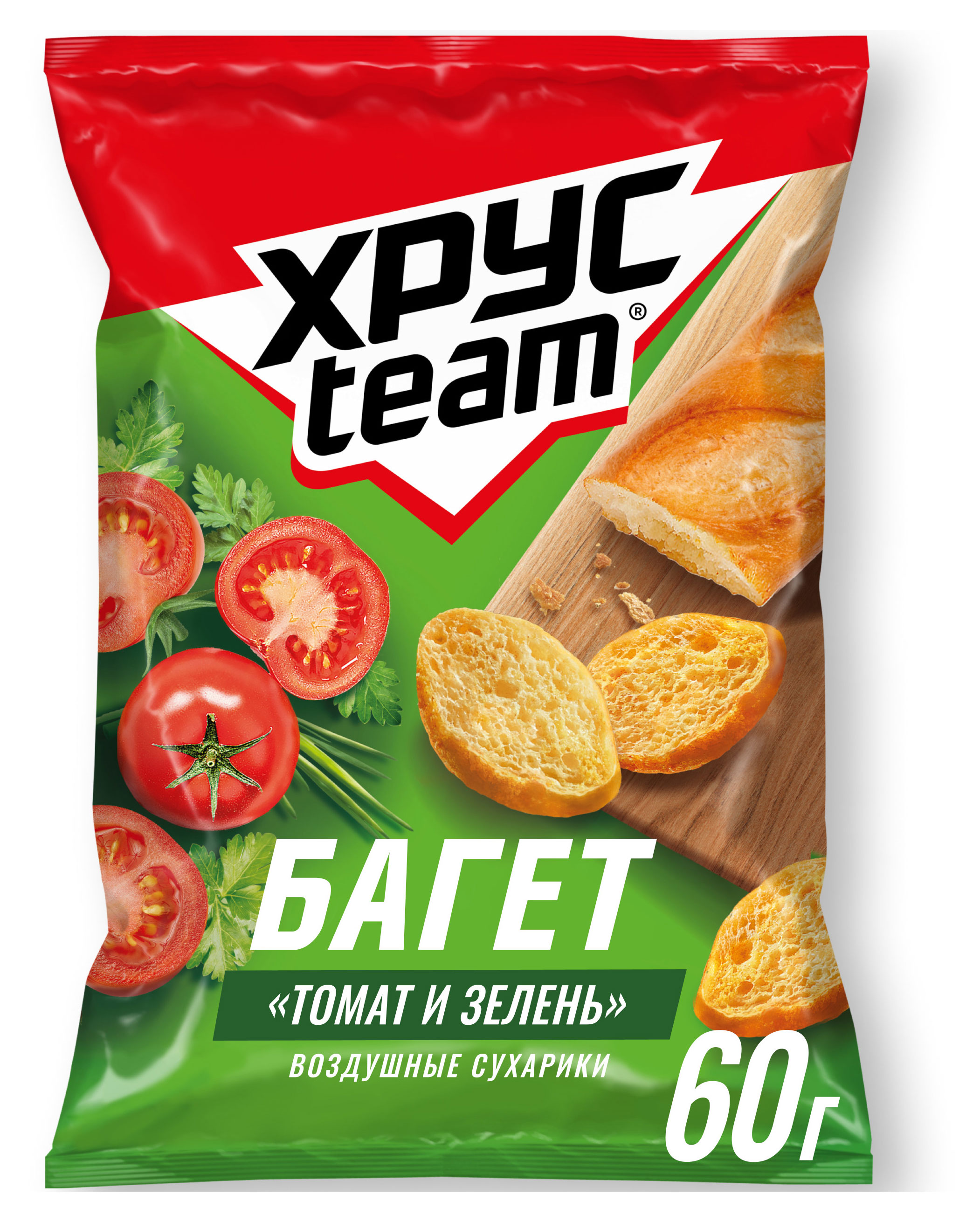 

Сухарики Хрусteam Багет Томат и зелень, 60 г