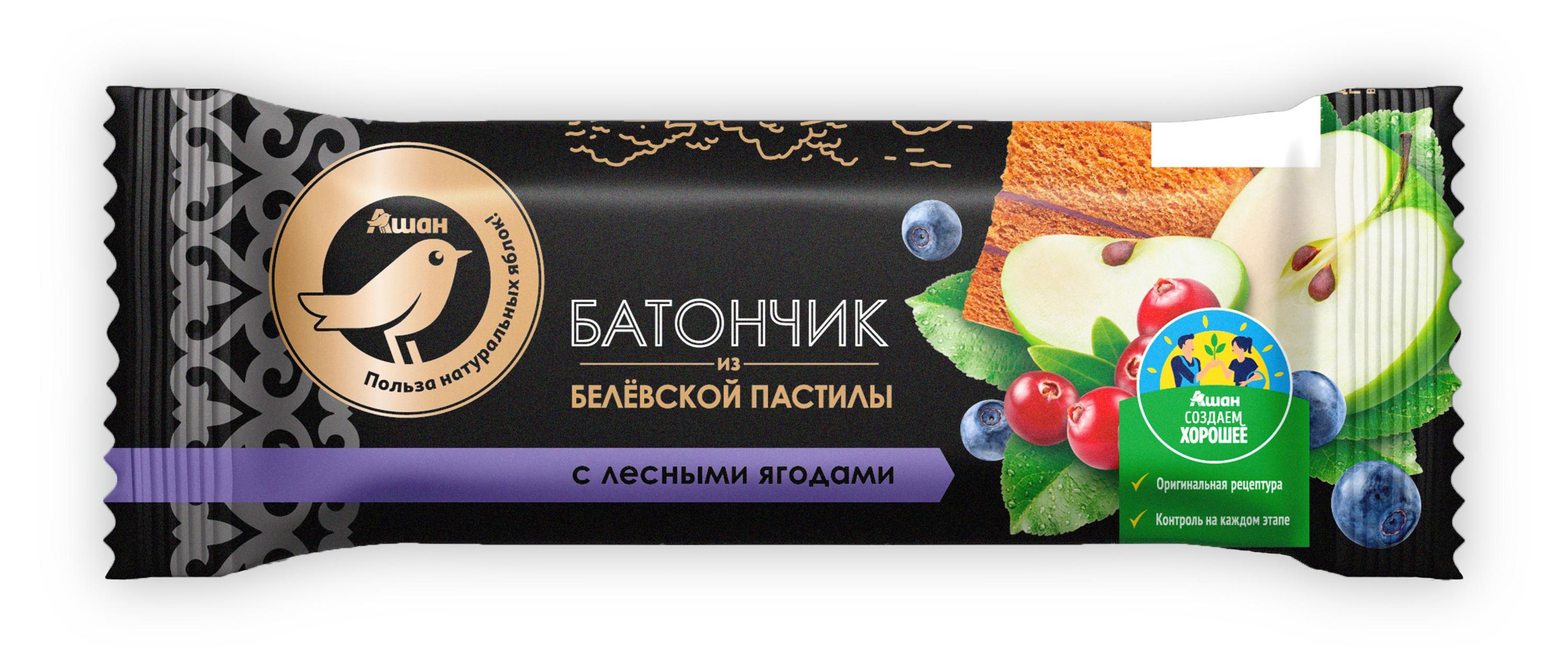 Изображение товара Батончик из белевской пастилы АШАН Золотая птица с лесными ягодами, 50 г