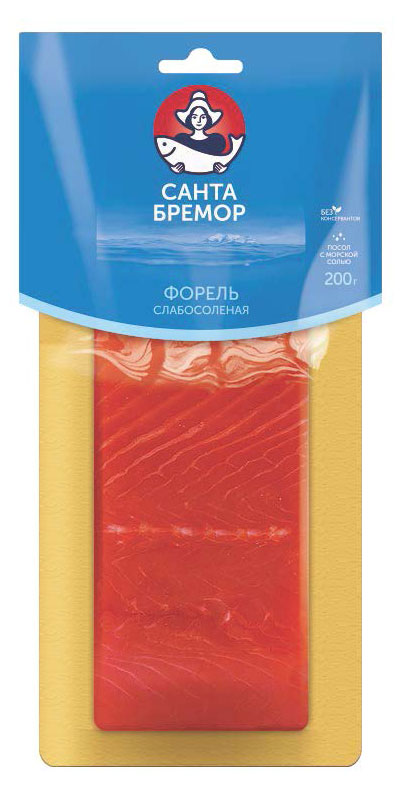 

Форель Санта Бремор слабосоленая филе кусок, 200 г