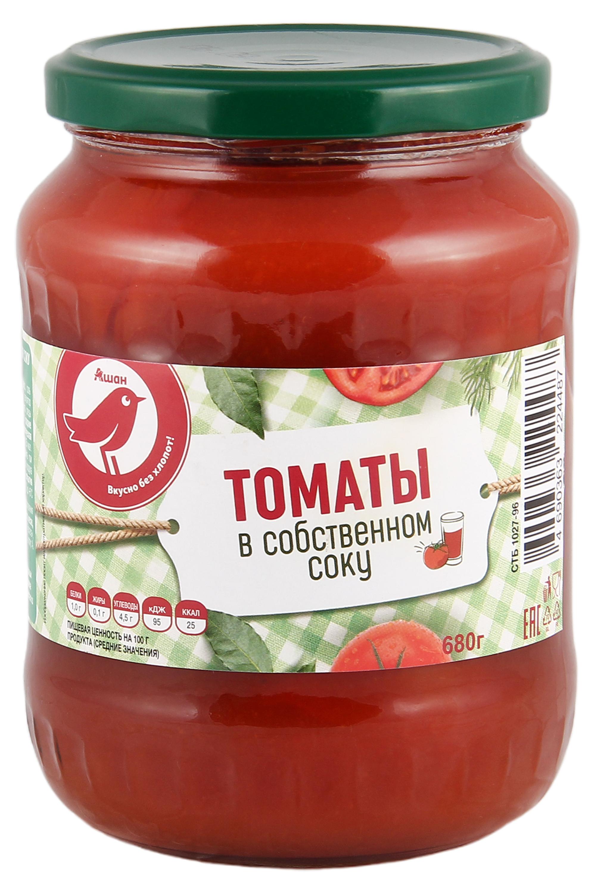 

Томаты АШАН Красная птица в собственном соку, 680 г