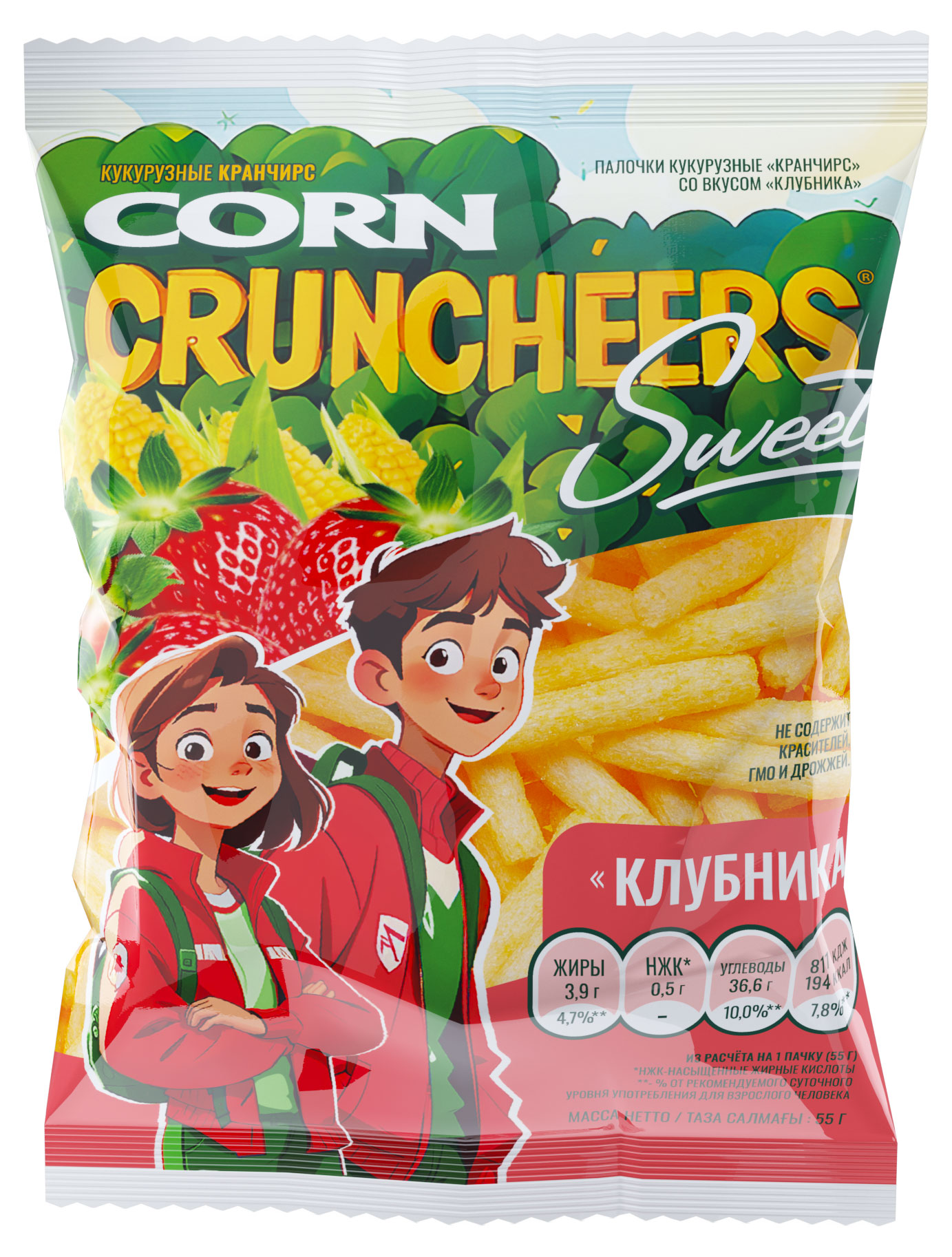 

Кукурузные палочки CRUNCHEERS клубника, 55 г