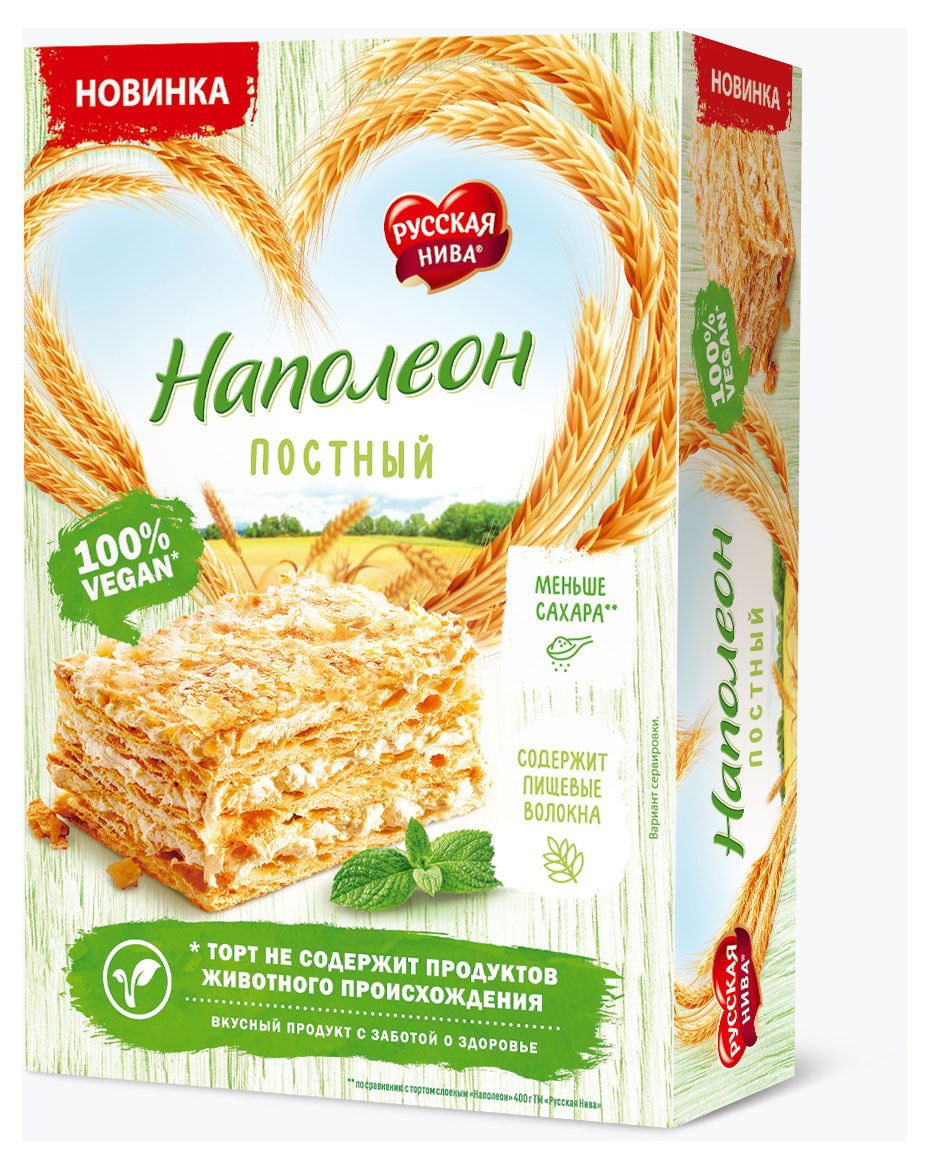 

Торт Русская Нива Наполеон постный, 340 г