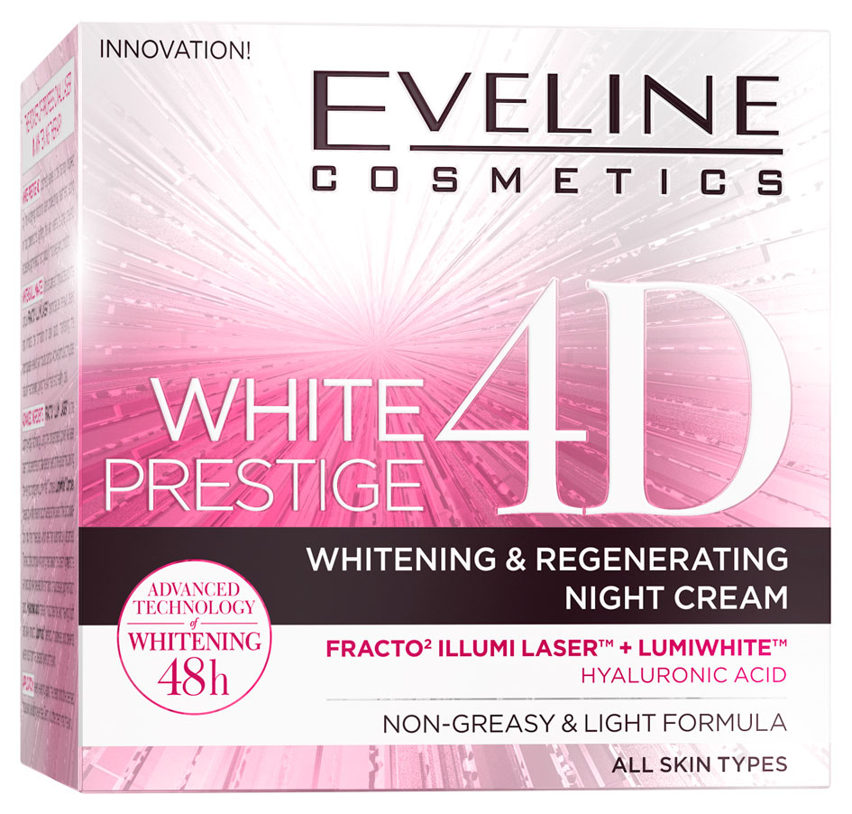 

Крем для лица ночной Еveline White prestige 4D регенерирующий выравнивающий тон кожи, 50 мл