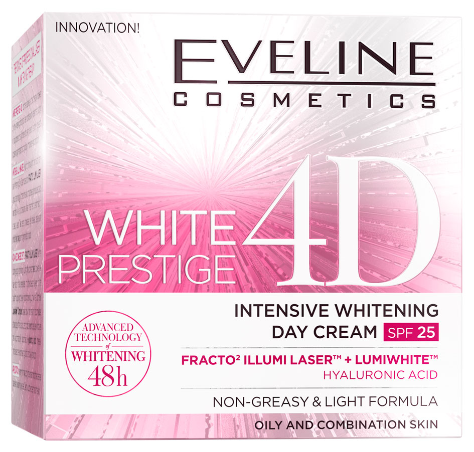 

Крем для лица дневной Еveline White prestige 4D выравнивающий тон кожи SPF 25 серии, 50 мл