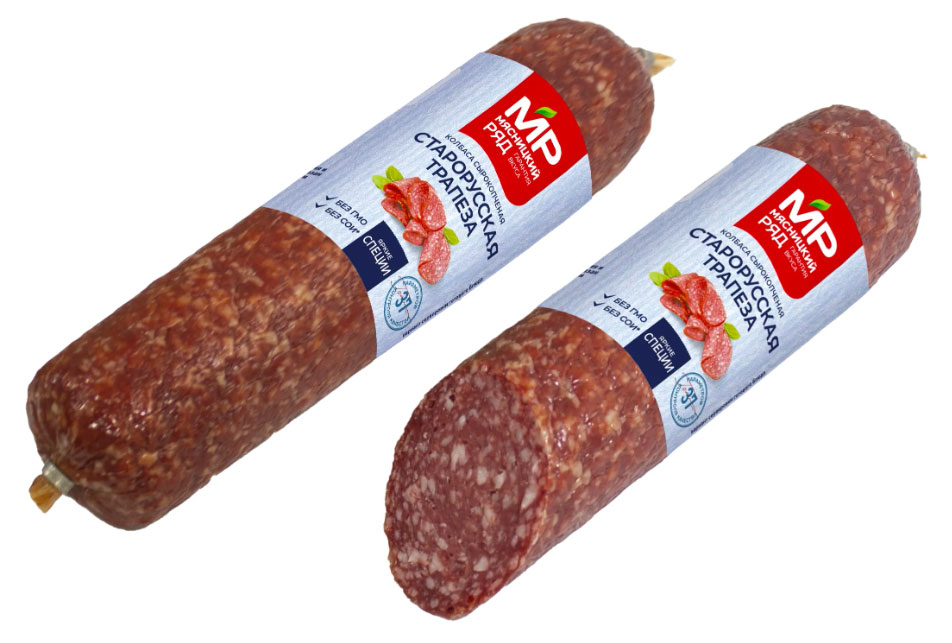 

Колбаса Мясницкий ряд Старорусская трапеза сырокопченая, ~0,7 кг