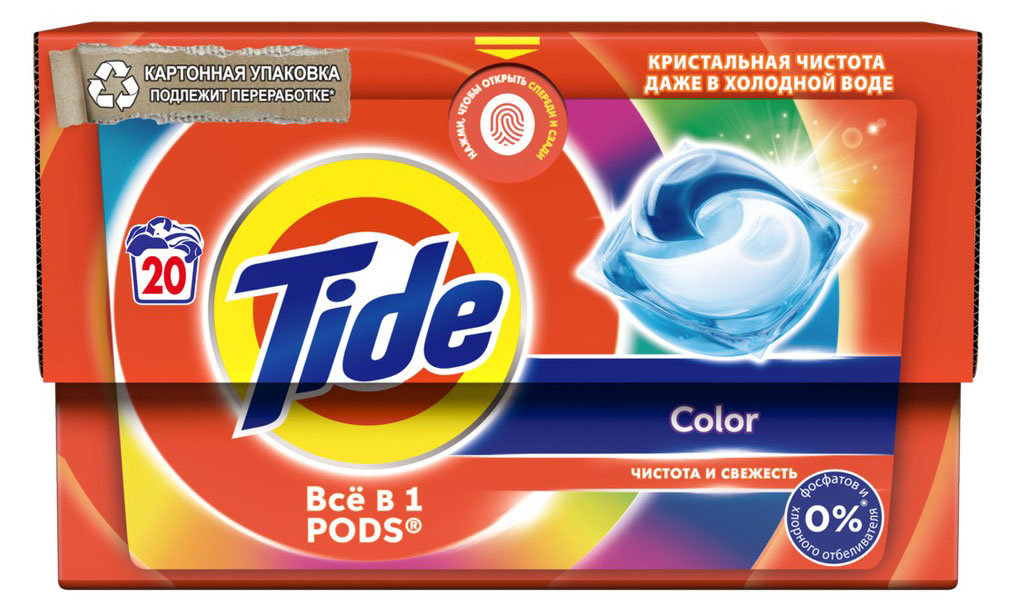 

Капсулы для стирки Tide Все в 1 Pods Color, 20 шт
