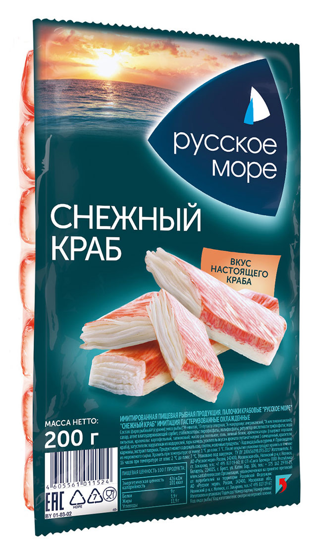 

Крабовые палочки Русское море Снежный краб, 200 г