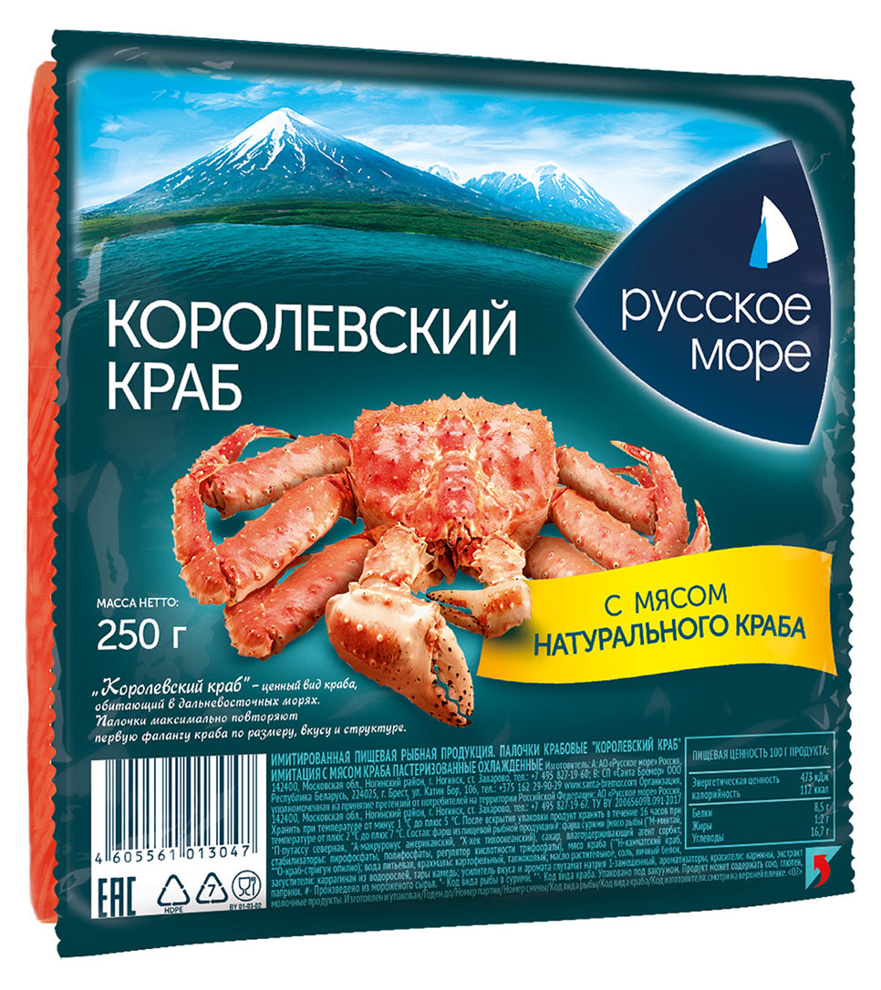 

Крабовые палочки Русское море Королевский краб, 250 г
