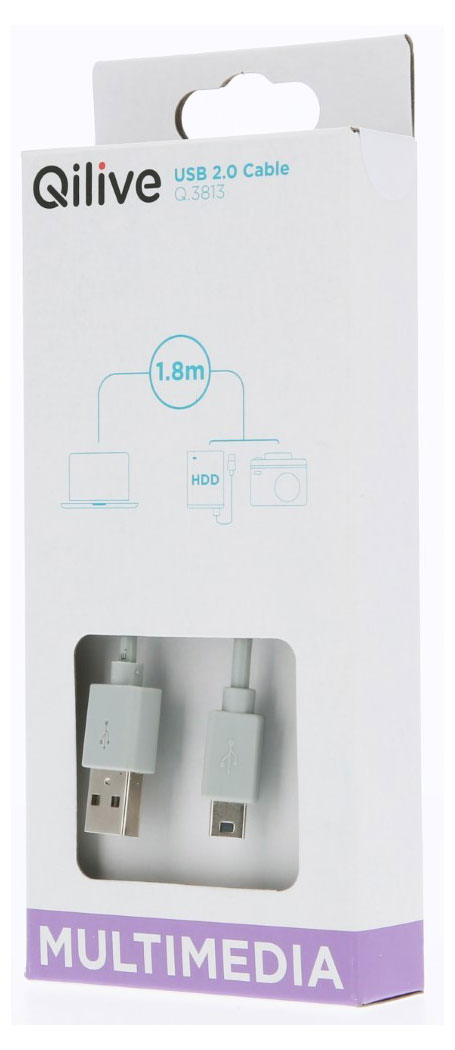 

Кабель Qilive USB A-B MINI, 1,8 м