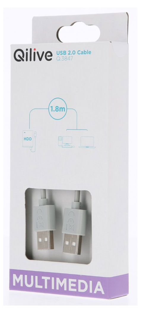 

Кабель Qilive USB A-B MICRO, 1,8 м