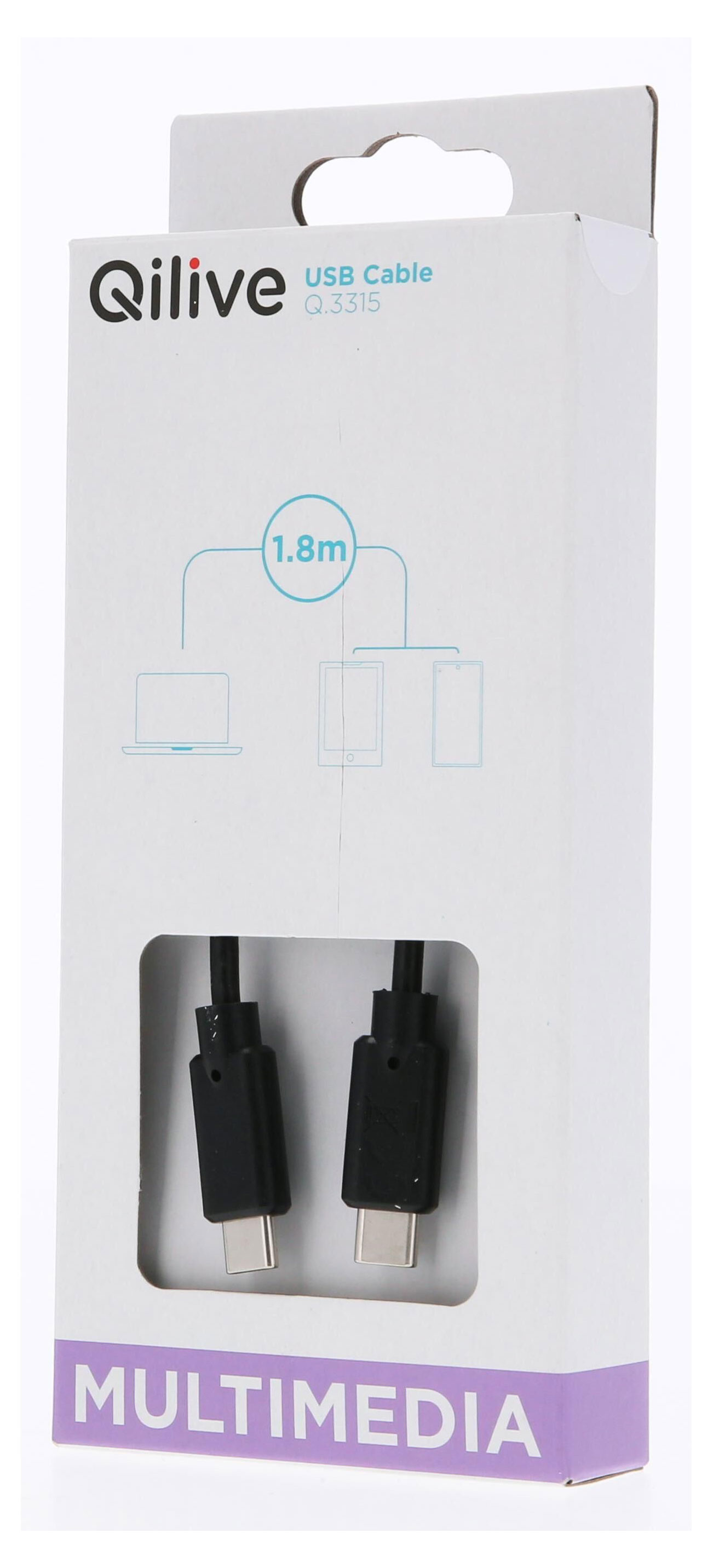 

Кабель Qilive USB B-C, 1,8 м