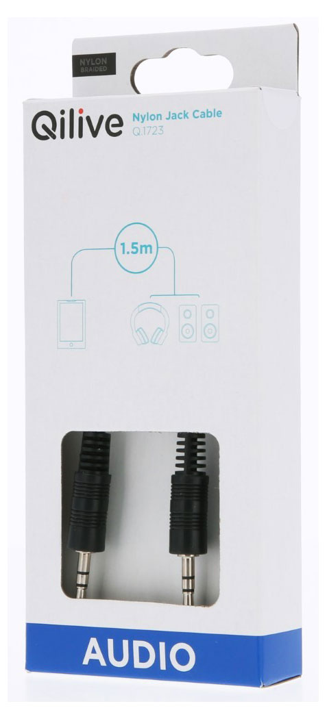 

Кабель Qilive 3,5 мм тканевый, 1,5 м
