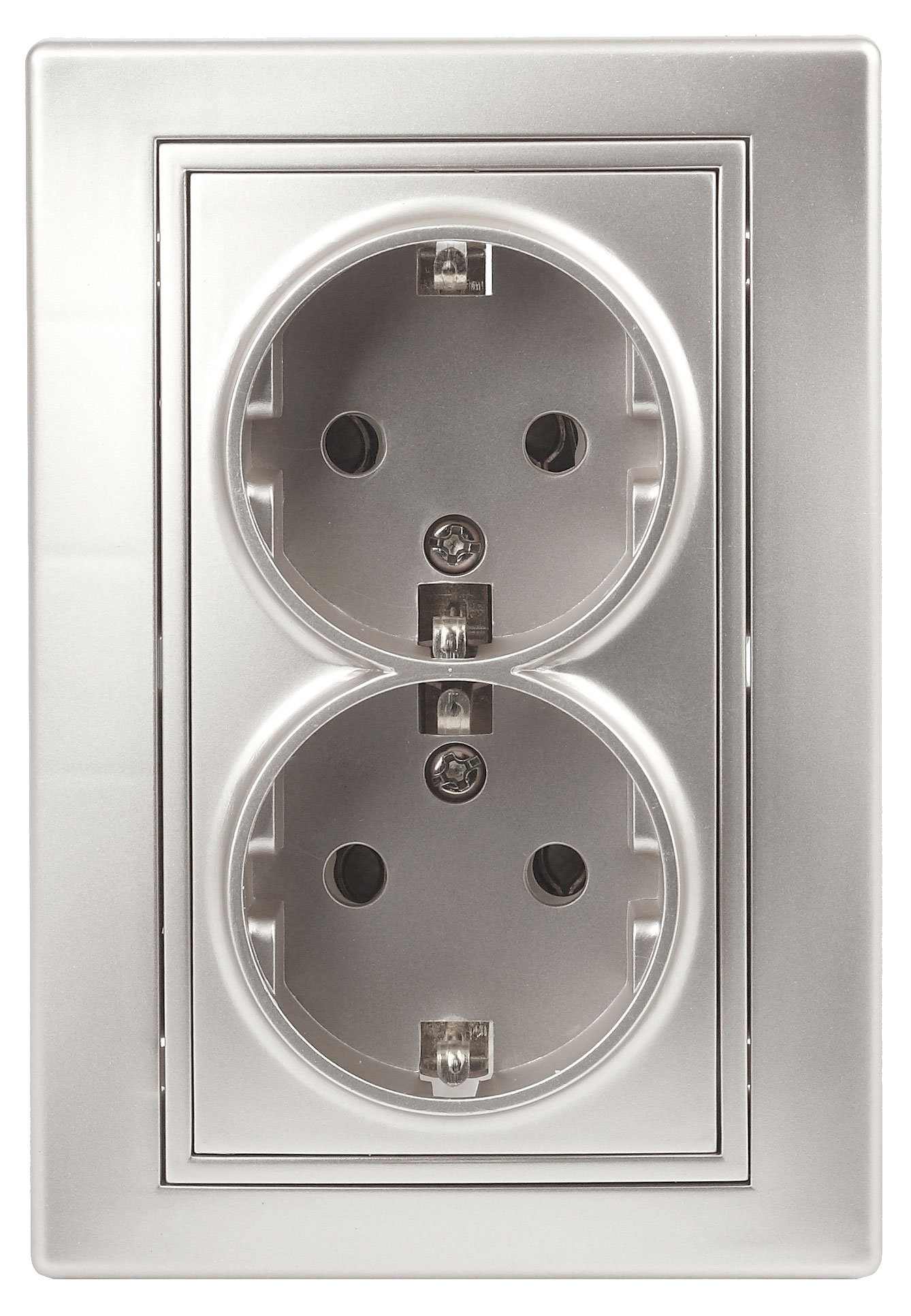 

Розетка двойная Intro Plano скрытой установки цвет алюминий