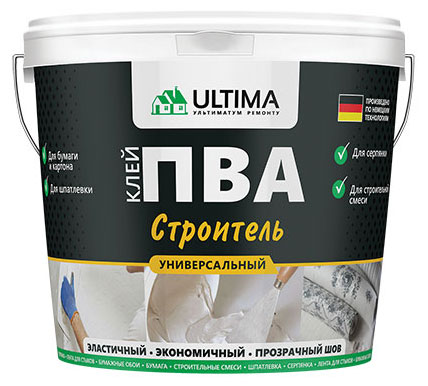 

Клей ПВА Ultima Строитель универсальный, 0,9 кг