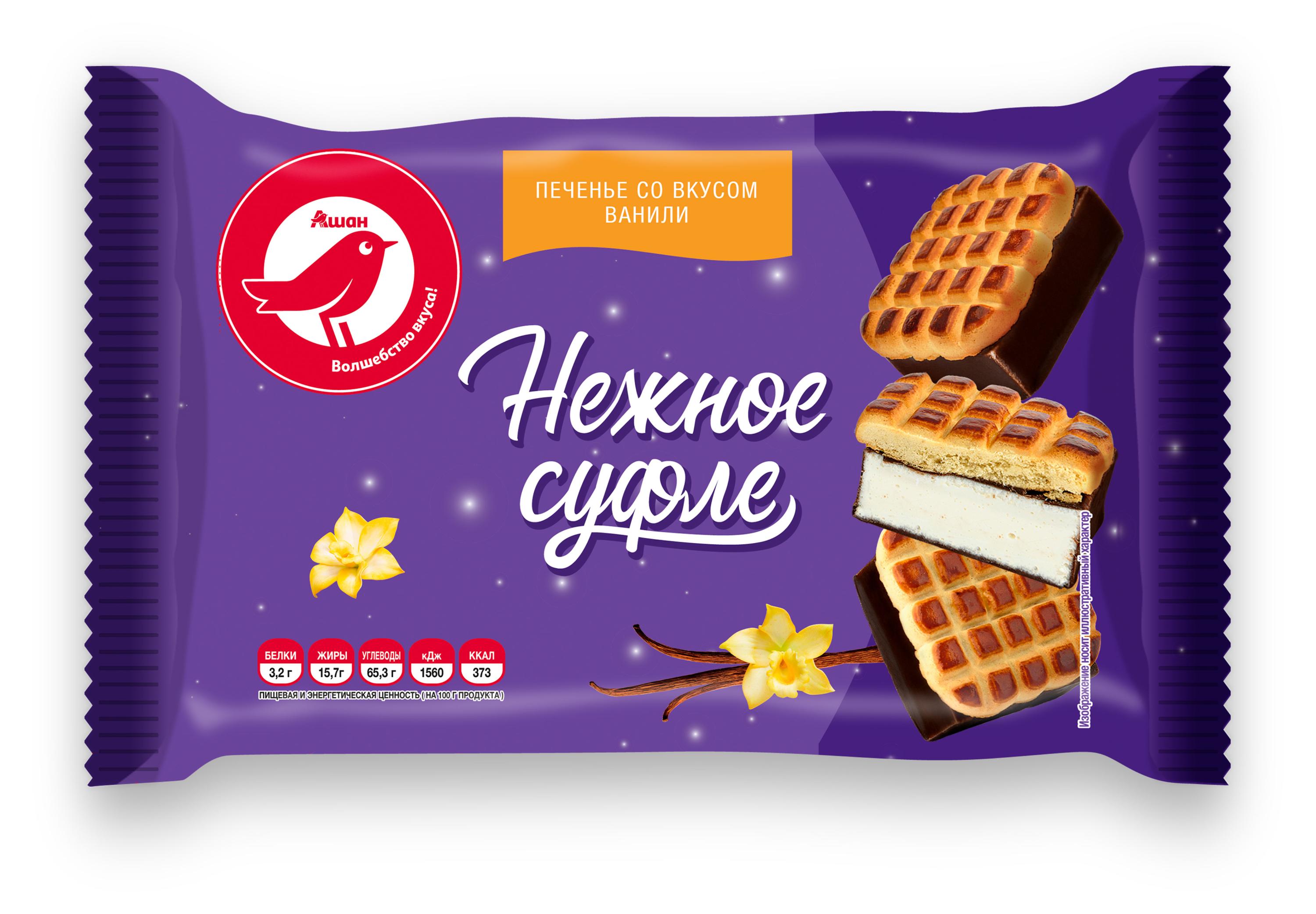 

Печенье АШАН Красная птица Нежное суфле, 240 г