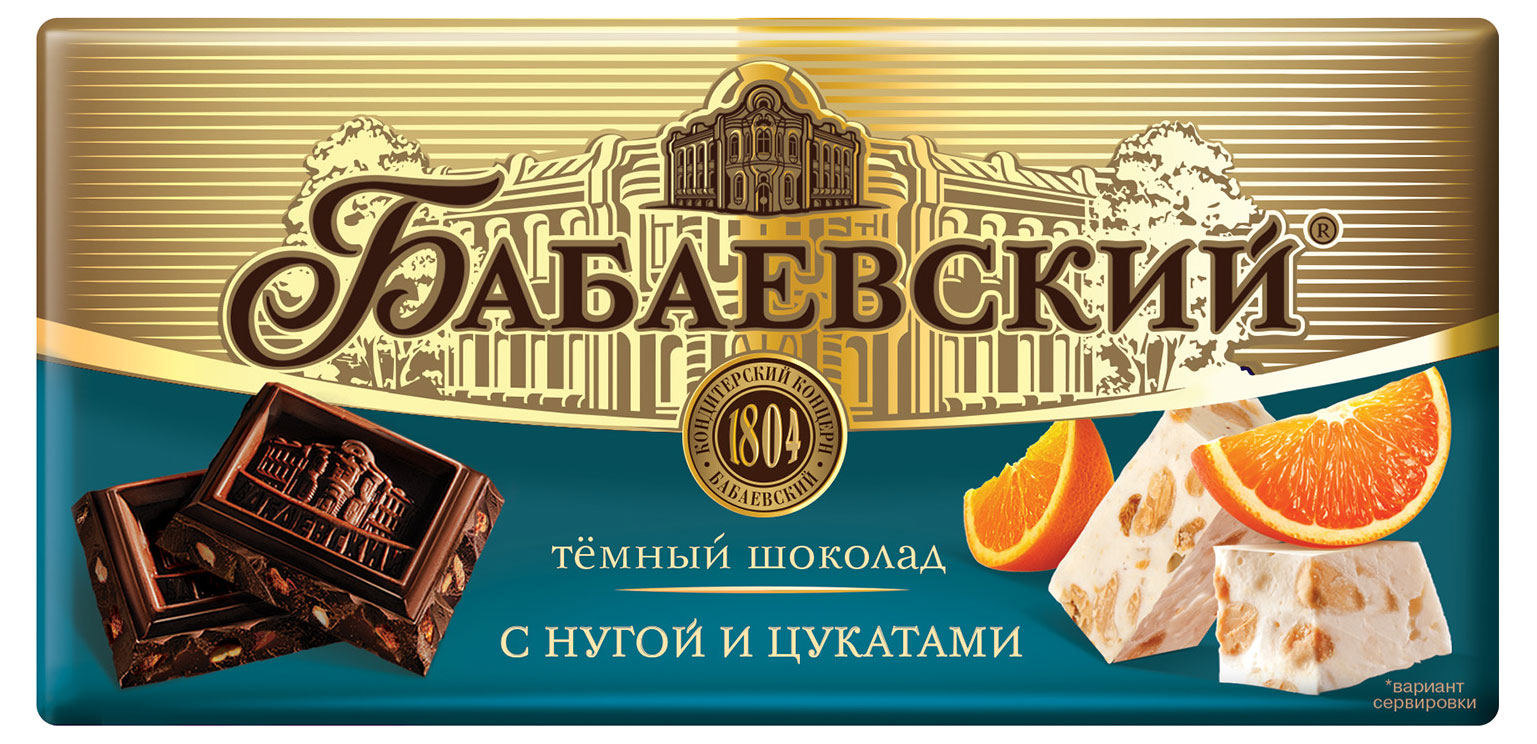 

Шоколад темный Бабаевский с нугой и цукатами, 90 г
