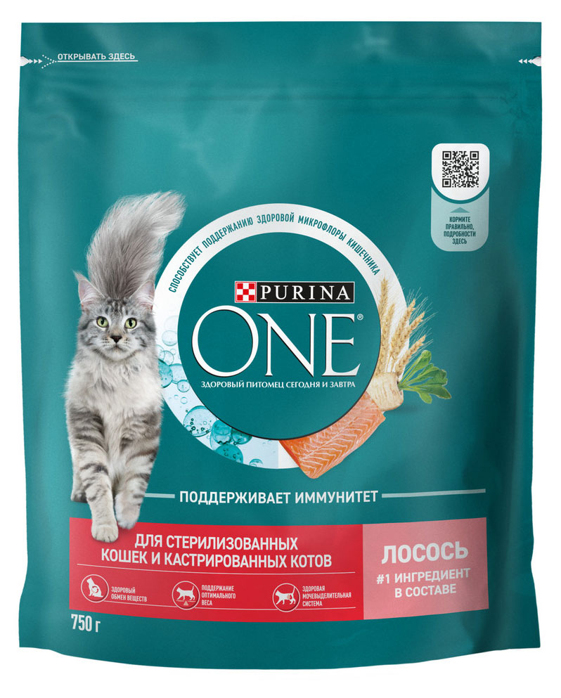 Изображение товара Сухой корм Purina ONE для стерилизованных кошек с лососем 750 г