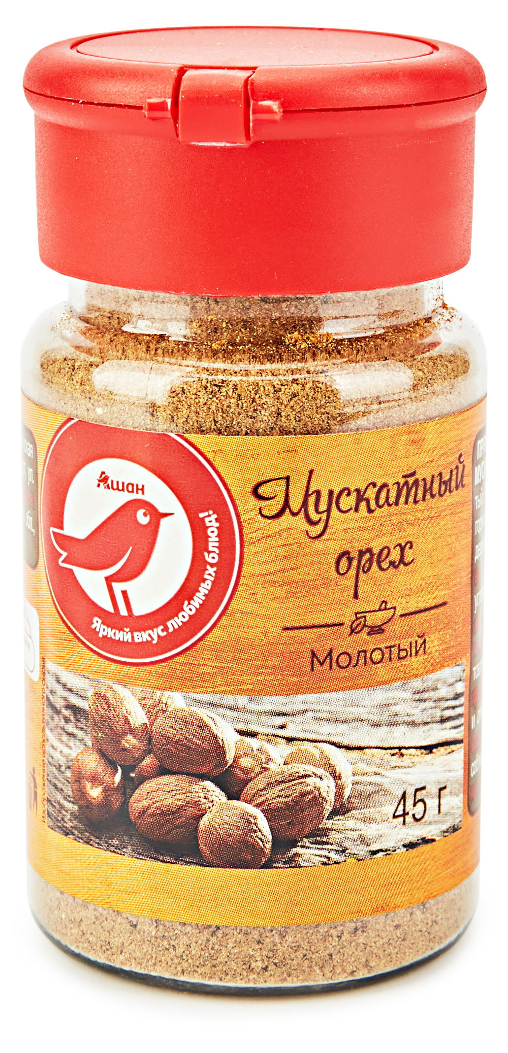 

Орех мускатный АШАН Красная птица молотый, 45 г