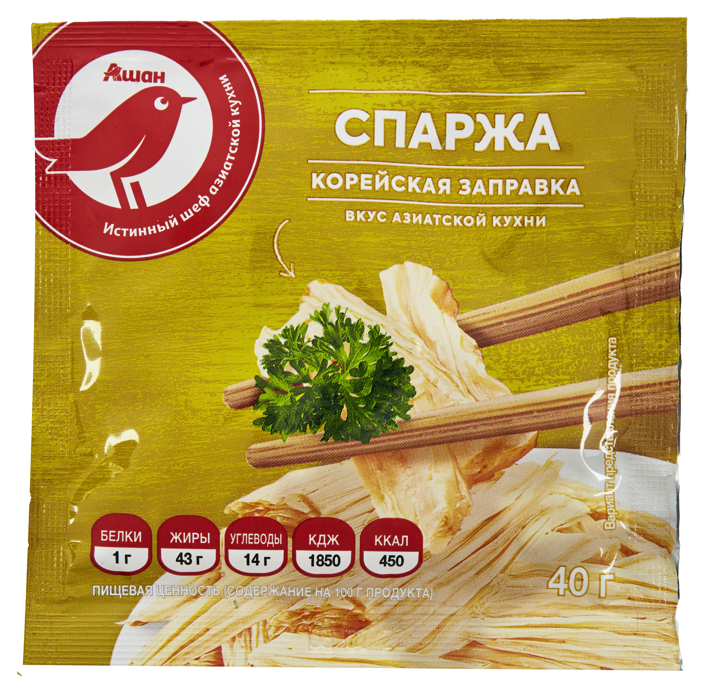 

Заправка корейская АШАН Красная птица спаржа, 40 г