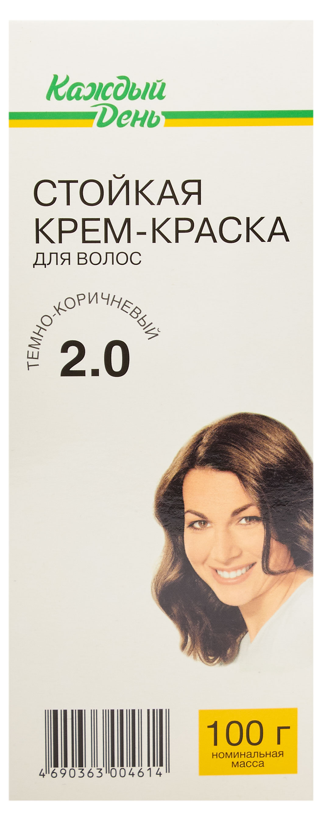 

Крем-краска для волос Каждый день Темно коричневый тон 2.0, 100 г