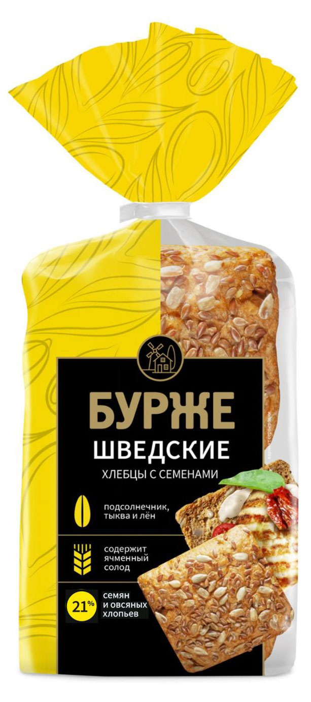 Изображение товара Хлебцы ржано-пшеничные «Хлебный Дом» шведские для сандвичей с семенами 4 шт, 280 г