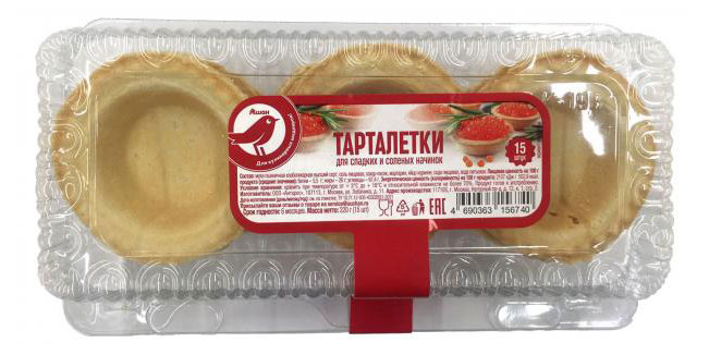 

Тарталетки АШАН Красная птица для сладких и соленых начинок, 220 г
