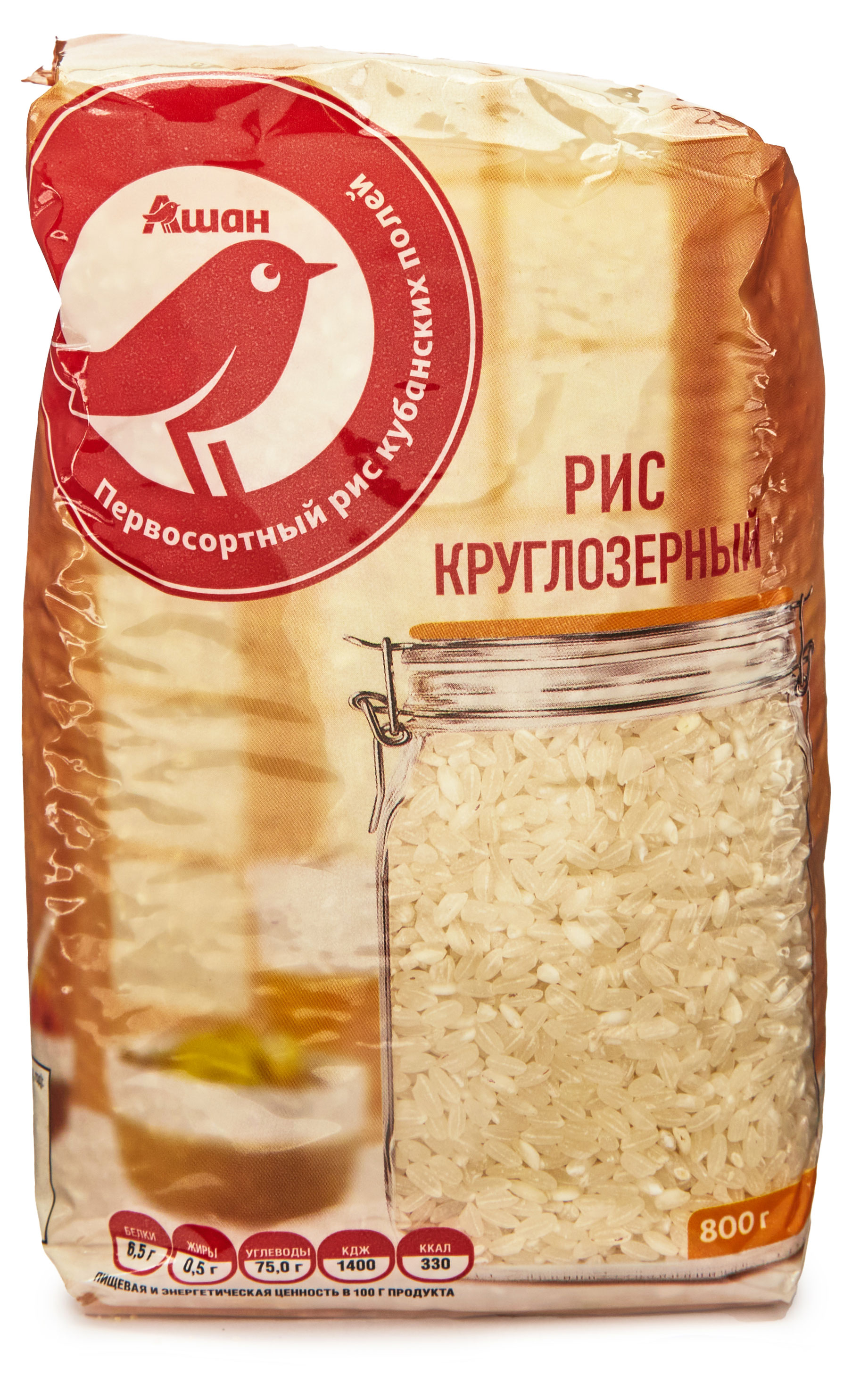 

Рис круглозерный АШАН Красная птица, 800 г