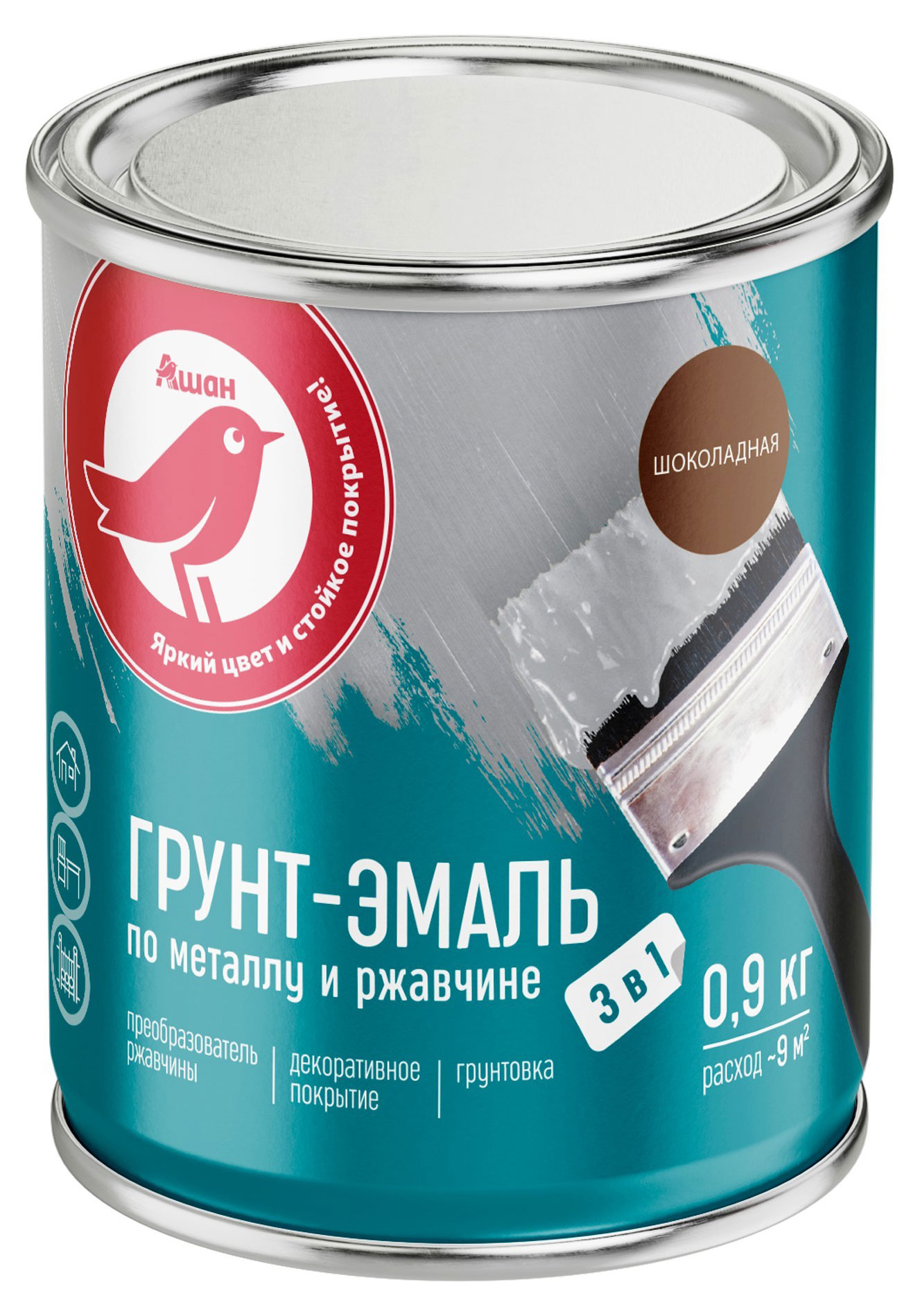 

Грунт-эмаль АШАН Красная птица 3 в 1 шоколадная, 900 г