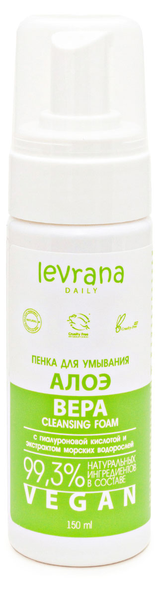 Изображение товара Натуральная пенка для умывания Levrana Daily Алоэ вера 150 мл для мягкого очищения кожи