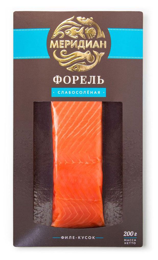 

Форель Меридиан слабосоленая филе кусок, 200 г
