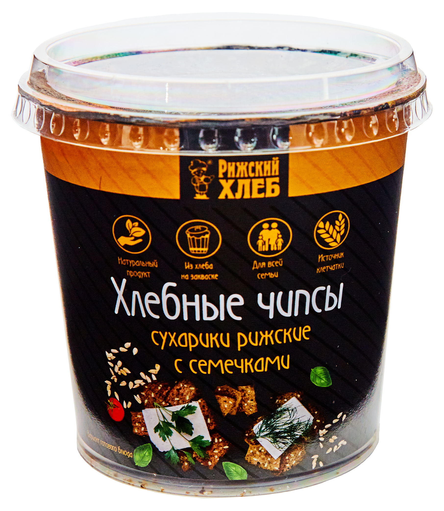 

Хлебные чипсы Рижский хлеб с семечками, 50 г