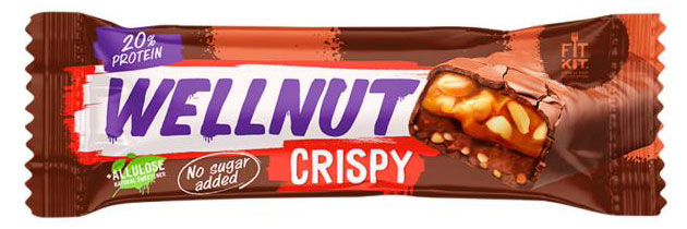 

Батончик Fitkit без сахара протеиновый Wellnut Crispy, 45 г