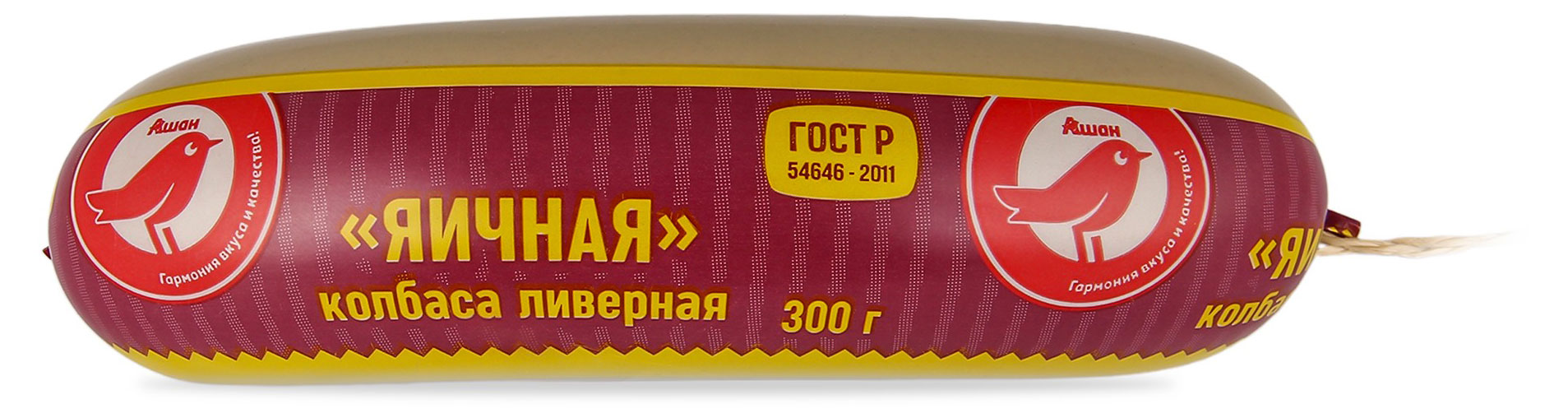 

Колбаса ливерная АШАН Красная птица Яичная, 300 г
